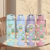 1PC Cactus Rainbow Repeat Pattern 750ml Color Plastic Sports Water Bottle Leakproof Flip Straw Lid Suitable for Sports Office Home Use