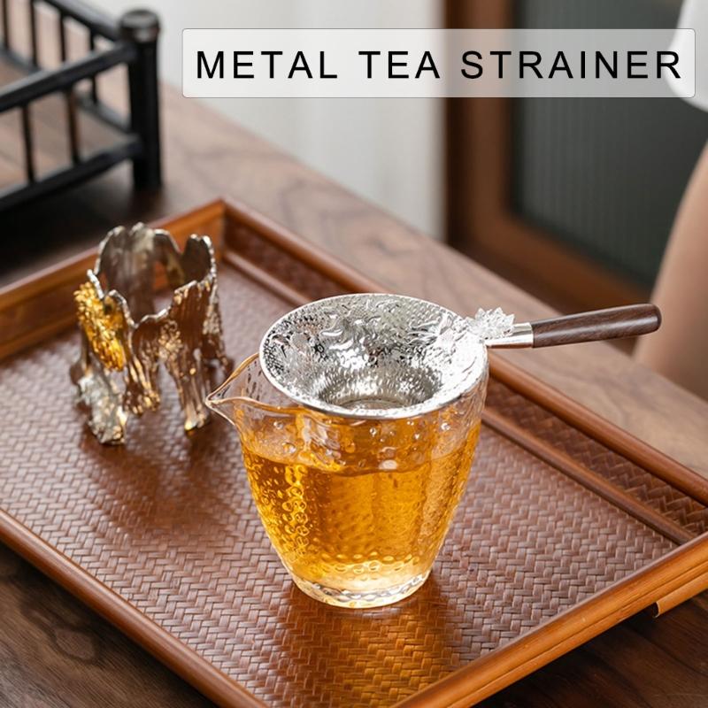 Metal Teas Filter with Wood Handle Easy Clean Teas Infuser for Home and Offices Use Sophisticated Sieves Teaware