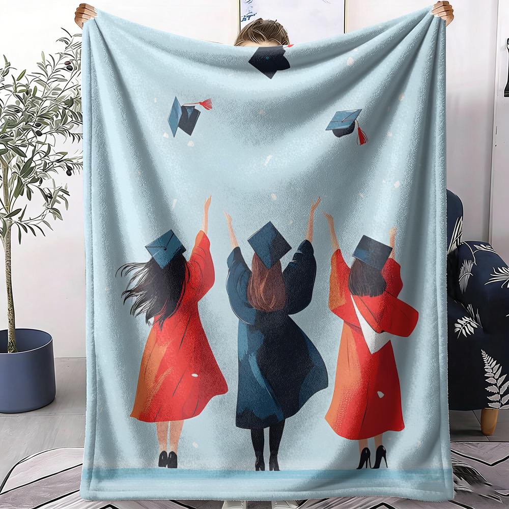 Graduation season Throw Soft Flannel AC Blanket Lightweight Summer Nap Throw Cozy Blanket for Sofa Bed Travel Home