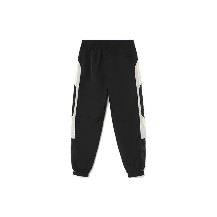 Li Ning Badfive Sports Basketball Series Theme Print Color Block Loose Fit Cuffed Knit Joggers Men Joggers Black AYKR369-2