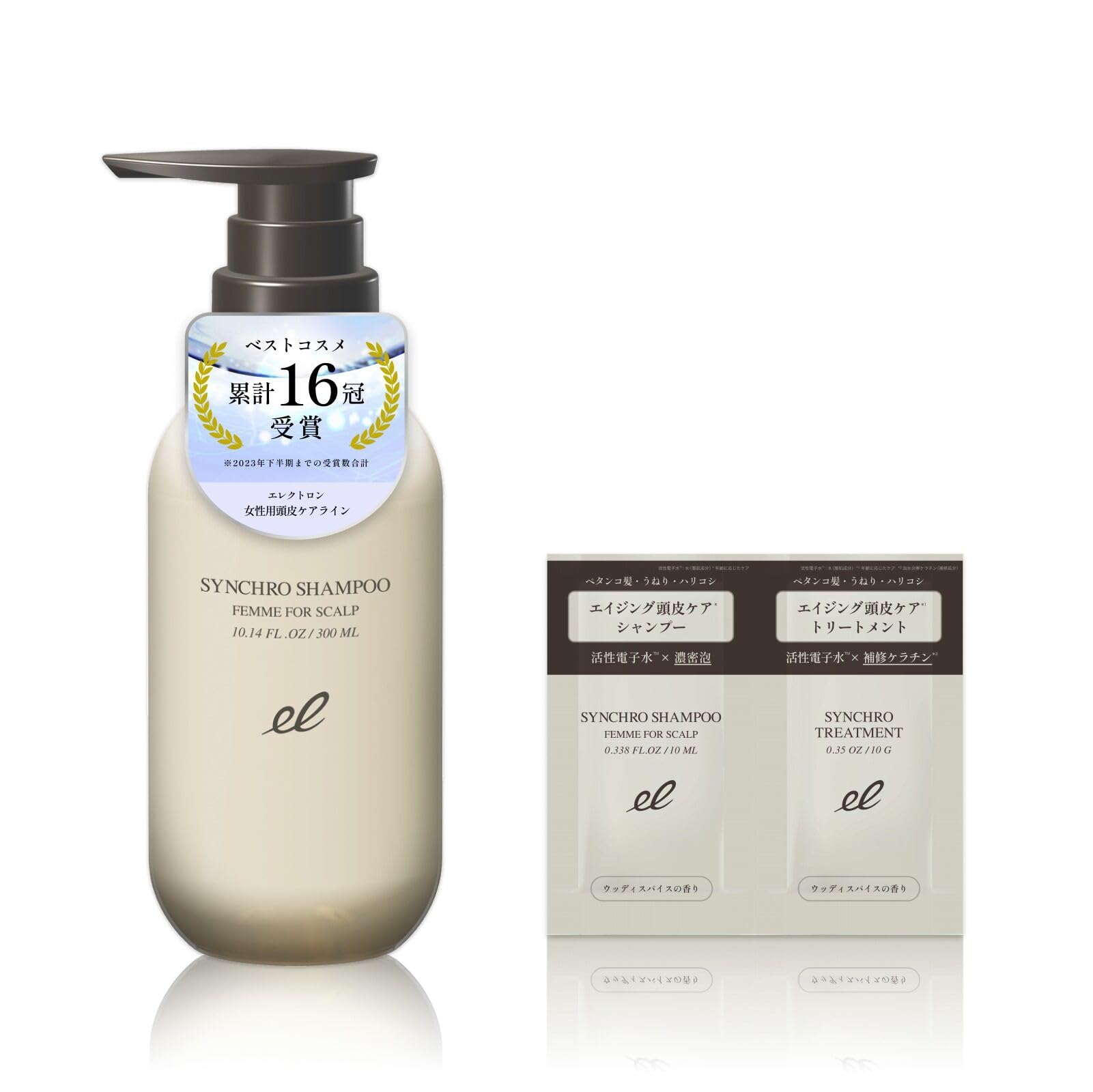 

[Official] ELECTRON Synchro Shampoo Femme FOR SCALP 300ml with sample pouch For women Scalp, wavy hair, split ends, scalp care, for dignified hair