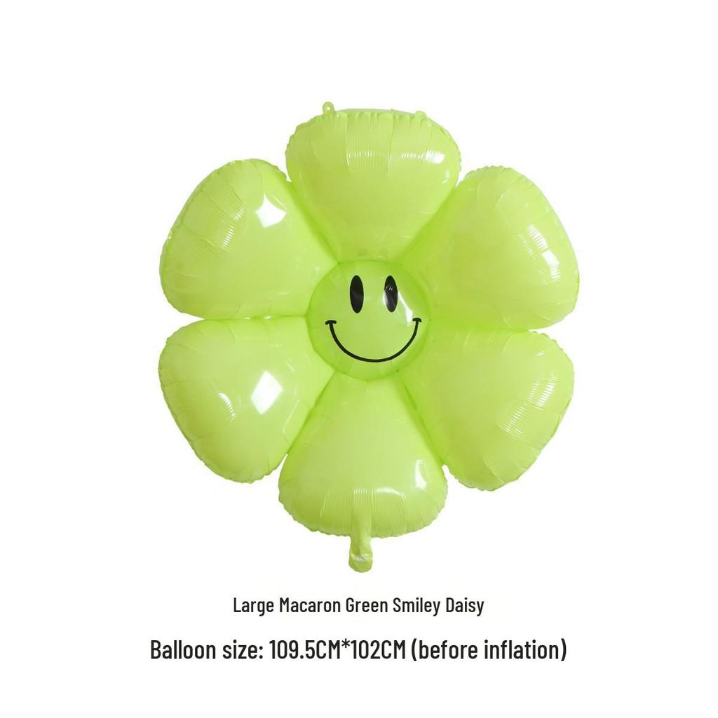 Daisy and Sunflower Balloons - Kids' Birthday and Wedding Decoration, Aluminum Foil with Smiley Faces