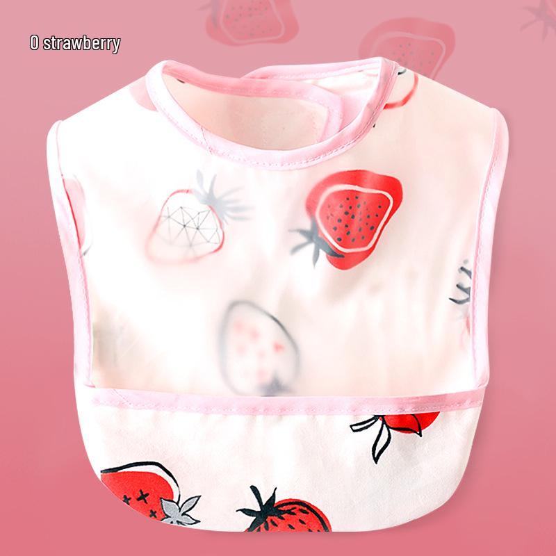 Waterproof Cotton Baby Bib: Reversible, Cartoon Design, Wash-Free Bib for Eating.