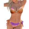 Women's Color-Blocked Leopard Print Fashion Sexy Split Bikini Swimsuit