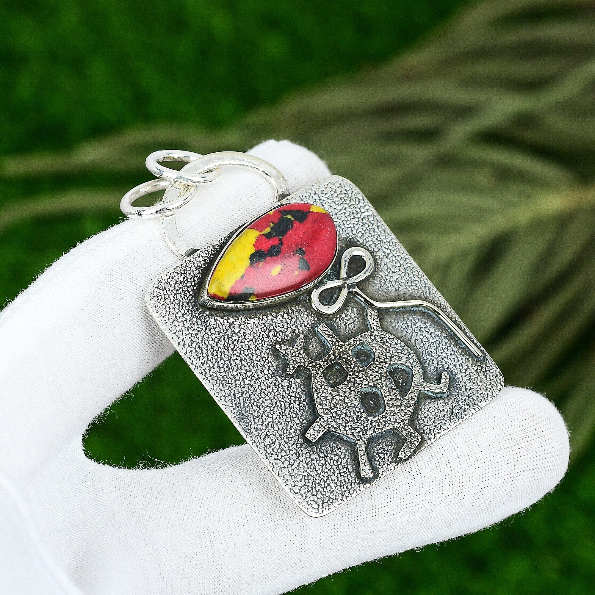 

Friendship Day Deal Mosaic Balloon Jasper Gemstone Pendant 925 Sterling Silver