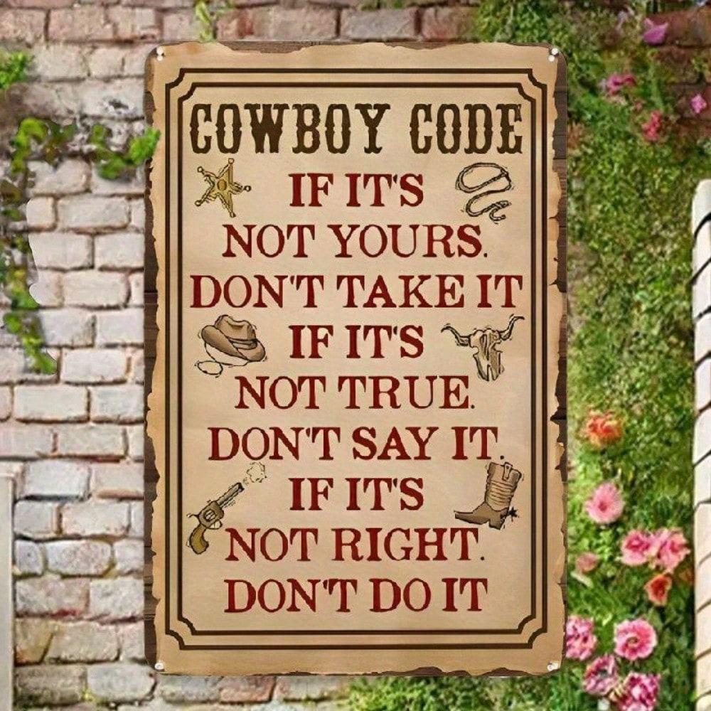 Vintage Cowboy Tin Sign Metal Wall Art 8x12 Rustic Western Ranch Farmhouse Garage Decor разноцветный