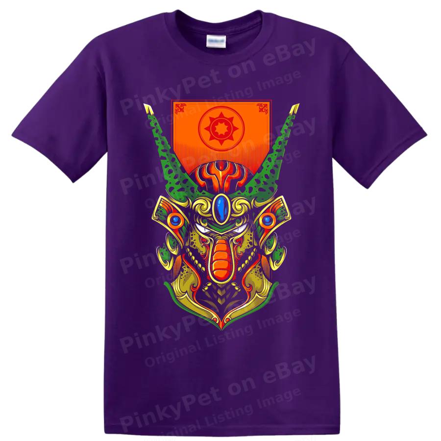 Samurai Mask T Shirt Retro Anime Cartoon Halftone Armor Warrior Graphic Art Tee
