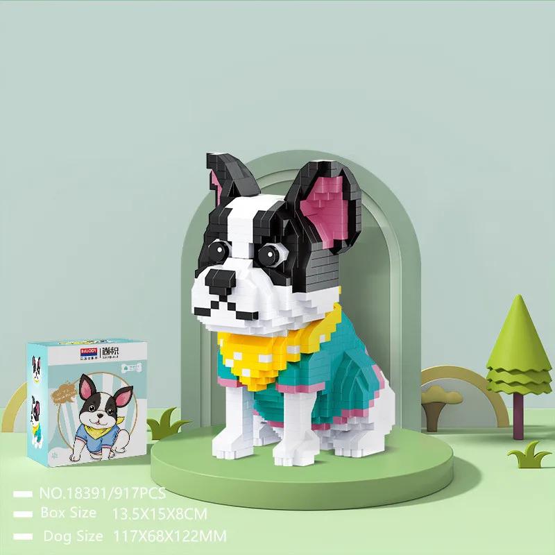 Süße Haustier Gog Bausteine Mode Bulldogge Schnauzer Sibirischer Husky Tier Modell Dekoration Mikrobausteine Spielzeug für Kinder Erwachsene