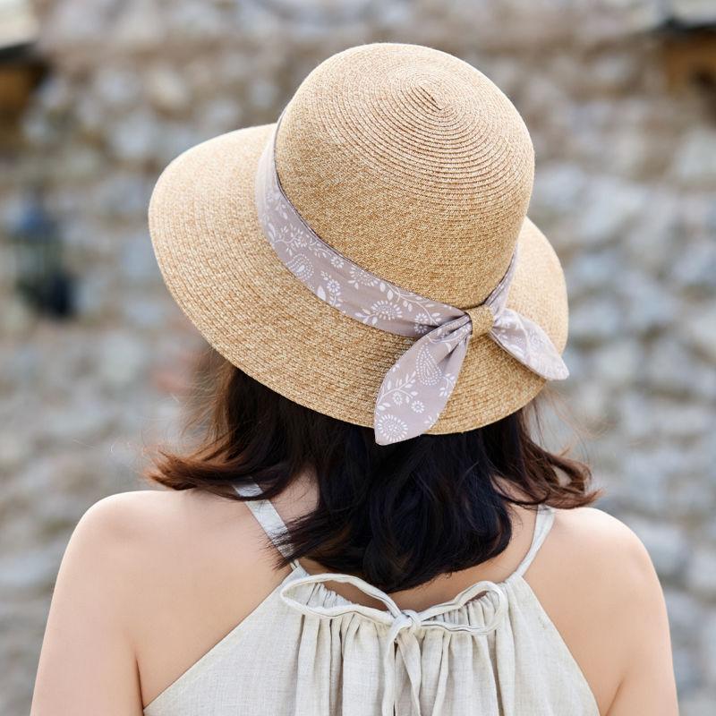 French Summer New Hat Women's Fresh Streamer Summer Breathable Sunshade Sun Protection Lafite Straw Hat