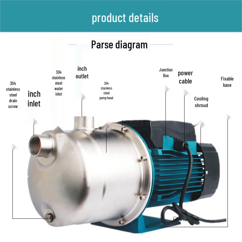 220V Self-Priming Booster Pump: 304 Stainless Steel, 316 Seawater Aquaculture Jet, Acid & Corrosion Resistant for Irrigation & Fertilization