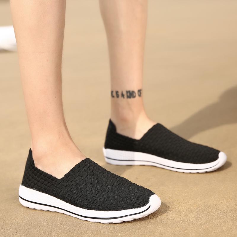 Summer Men Sneakers Black Braid Beach Shoes Casual Weave Breathable Slip on Flats Grey Sneakers