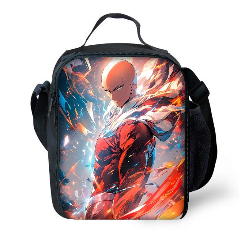 Kinder Anime One Punchs Man Schulrucksack mit Brotdosen ,Federmäppchen ,Schultaschen für Jungen Mädchen Bestes Geschenk