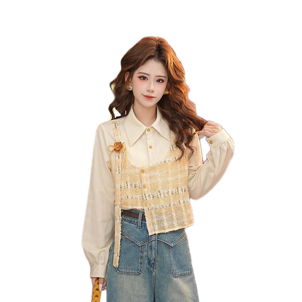 DaYuanSAD Zhang Jiayuan Women's Retro Floral Long-Sleeve Shirt #G15249 - Hong Kong Style Spring Top