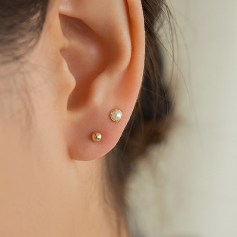 LUNNE 14k Bezel Pearl Piercing (14k Gold) c04