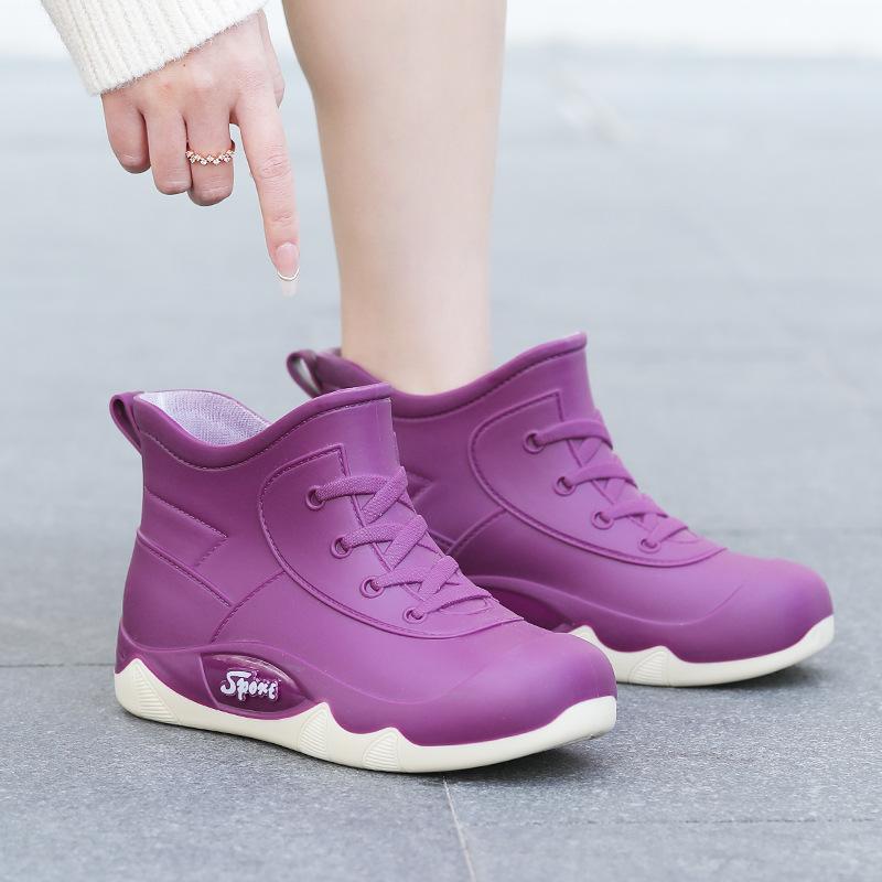 Direct Sales Water Shoes Women Waterproof and Non-slip 2025 New Outdoor Work Fashion Rain Shoes Short Tube Women