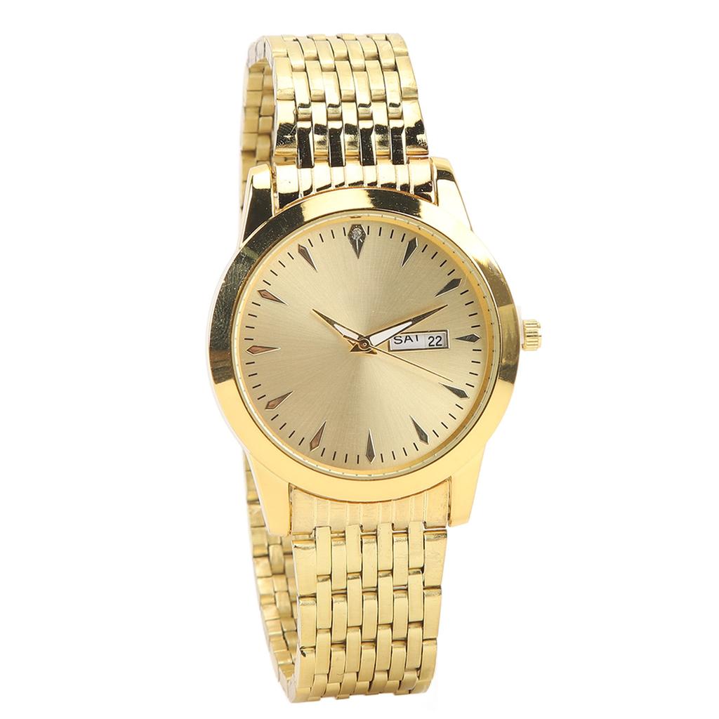 Quartz Men Watch Commercial Dual Date Stylish Classic Quartz Stainless Steel Dress Watch