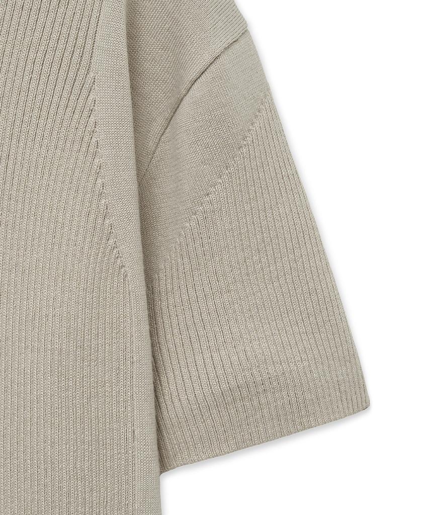 NOIRER Micro Ribbed Square Neck Half Knit (Beige)