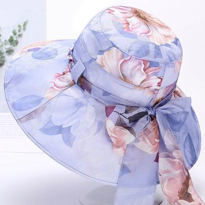 Women Wide Brim Beach Hat Breathable Foldable Floral Fisherman Hat Sun Protection Holiday Hat