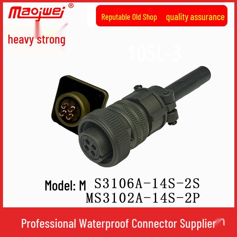 Heavy Duty 4-Pin Male-Female Connector US Plug MS3106A-14S-2S Socket MS3102A-14S-2P