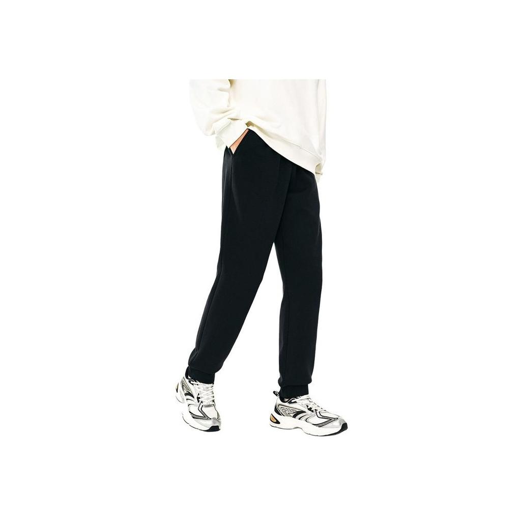 Anta Training Series Casual Simple Solid Color Elastic Cuffed Thickened Warm Knitted Sports Pants Men Bottoms Basic-Black 952447306-4