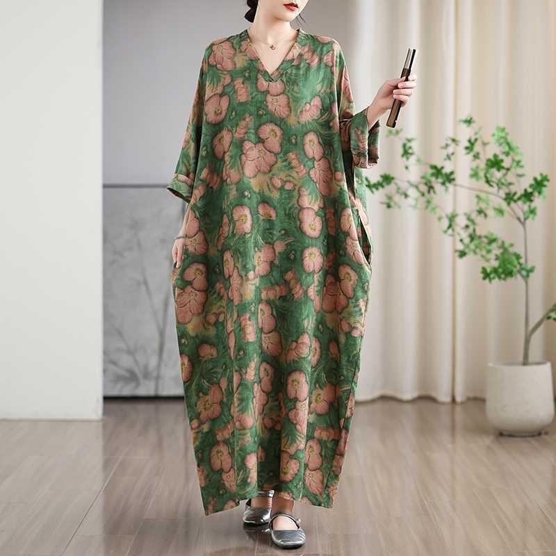 New Floral Vacation Style Travel V-Neck Vintage Dresses