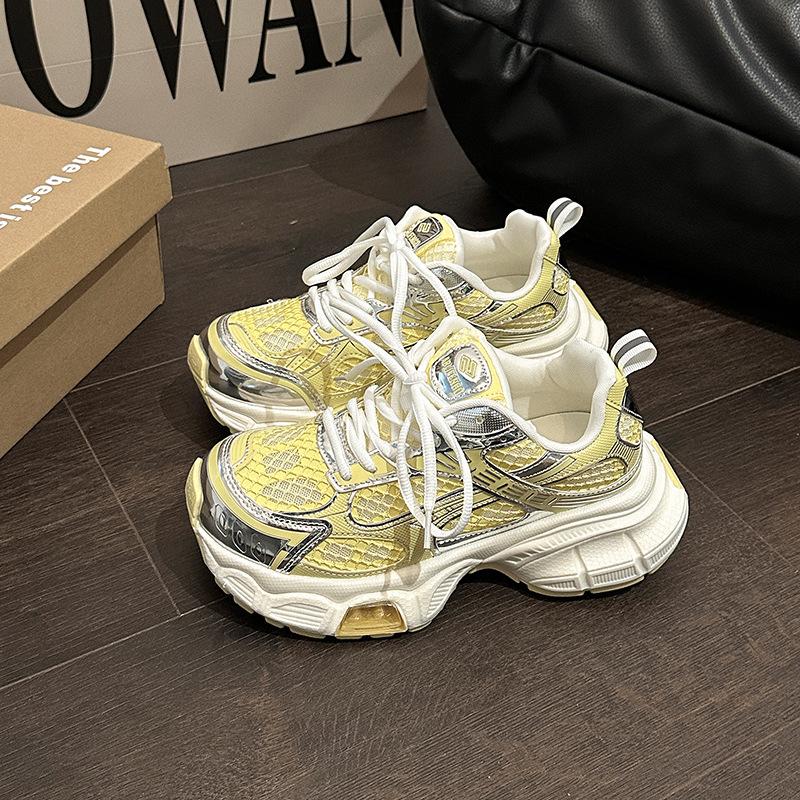 Fashion casual muffin shoes design sense thick sole summer retro breathable mesh comfortable girls sports shoes
