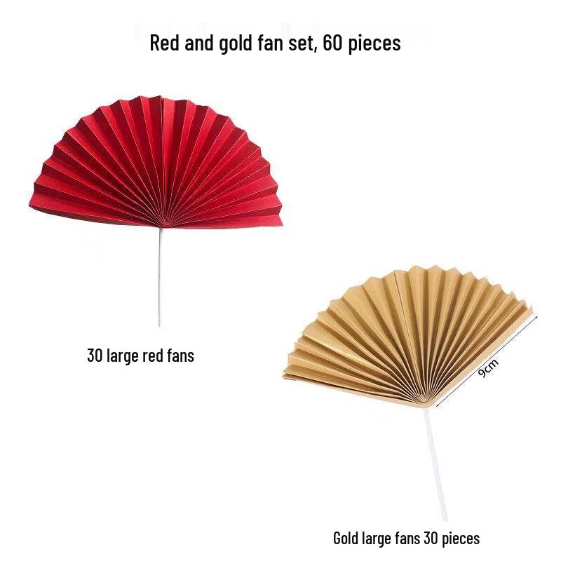 LIEI Red Semicircle Folding Fan Cake Topper