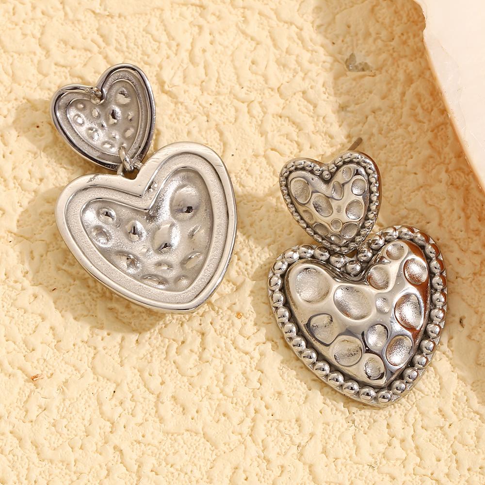 MamacitaSlay New In Two Hearts Oval Pits earrings women Ladies' earrings 316L stainless steel jewelry woman Decoration