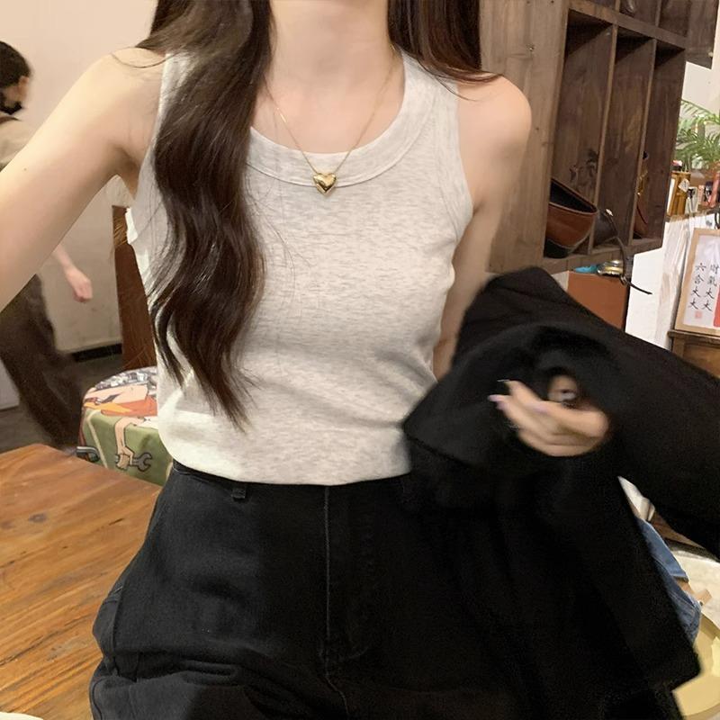 

I-shaped sling vest women s inner summer collarbone round neck tight suit bottoming anti-light sleeveless outer top XL