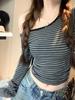Design Sense Sexy Slant Shoulder Slim Skinny Long Sleeve T-Shirt Women's Autumn and Winter Niche Bottom Shirt Off-Shoulder Top