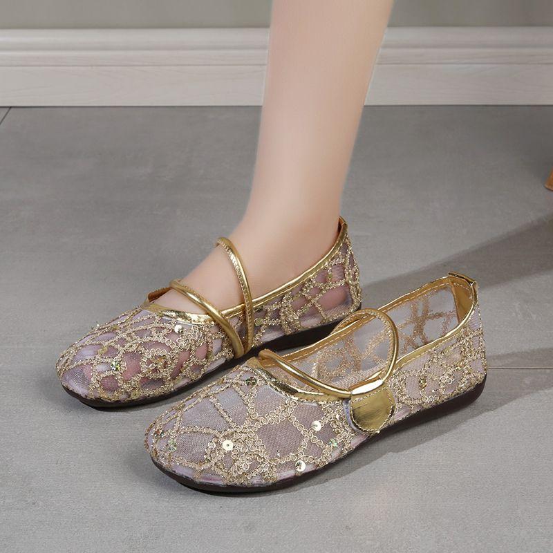 Slip On Casual Sequins Woman Footwear Summer Fashion 2025 Walking Stylish Cheap Offer Flat Light Mesh Breathable Shoes for Women