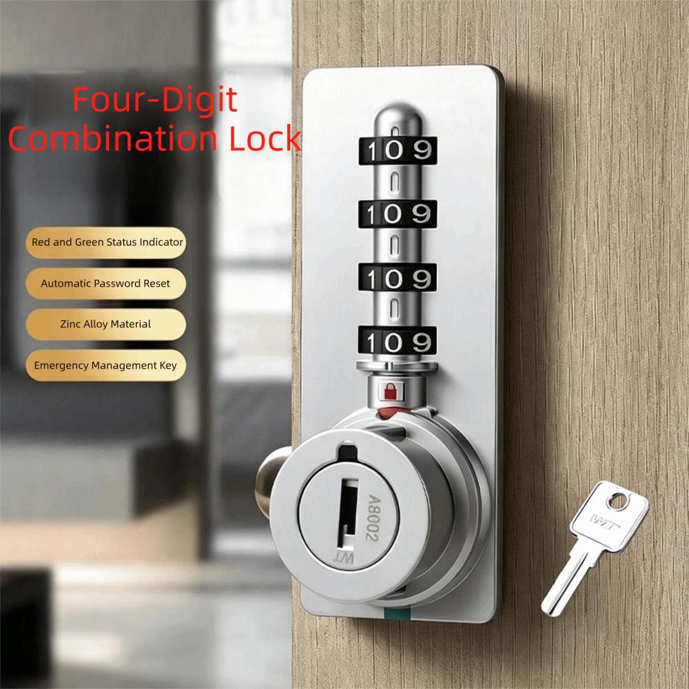 4-Digit Mechanical Password Lock Zinc Alloy Number Security Lockset 4-Digit Code Lock Drawer Use