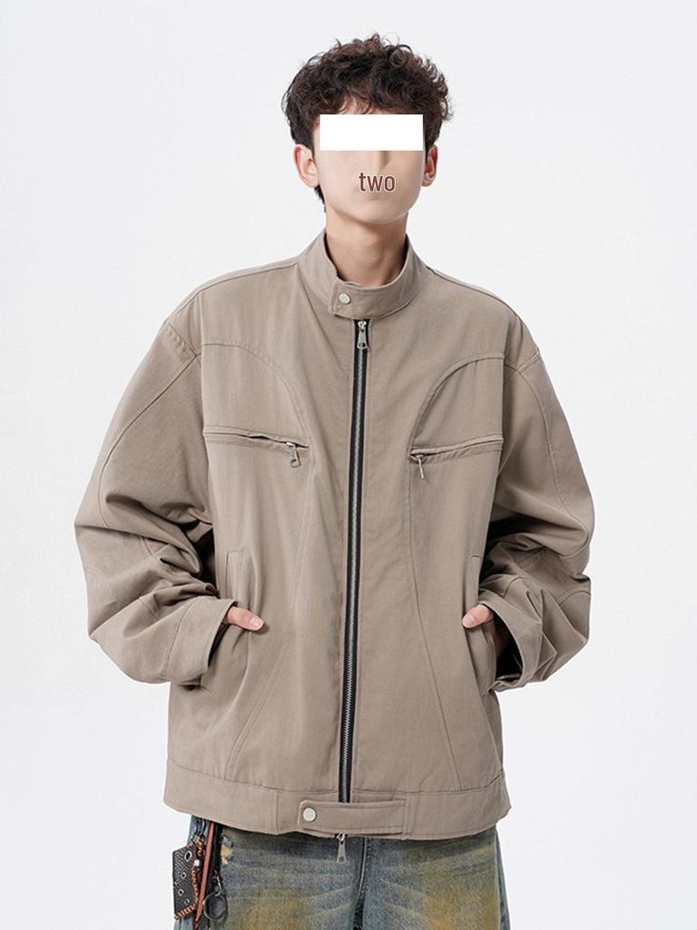 Men's Retro Stand-up Collar Jacket - 2025 Spring/Autumn Casual Fashion 