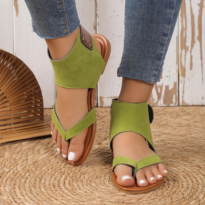High Quality Women's Shoes Open Toe PU Women's Sandals Summer Leisure Outdoor Sandals Women's Solid Pinch Toe Flat Sandals