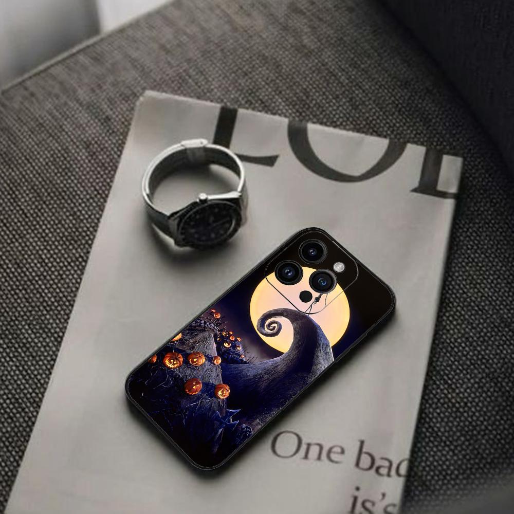 The N-Nightmare Before Christmas Phone Case For Iphone 16 15 11 13 14 Pro Max 7 8 Plus X Xr Xs Max 12mini Black Shell Cover Case