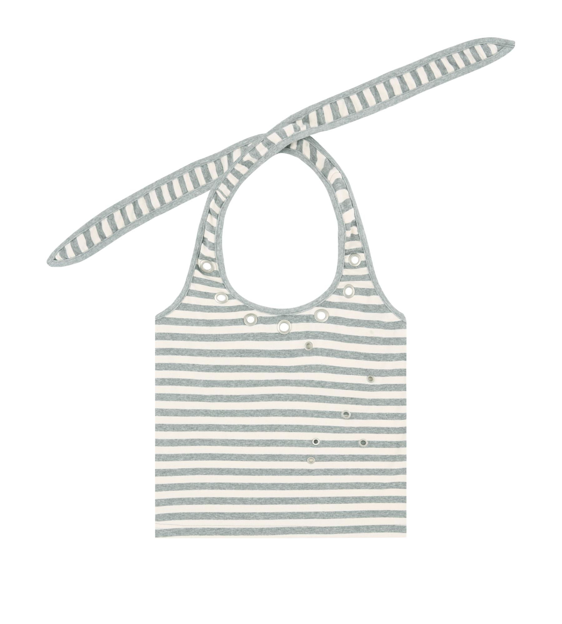 Aldue Striped Eyelet Halterneck Sleeveless (Gray) Gray