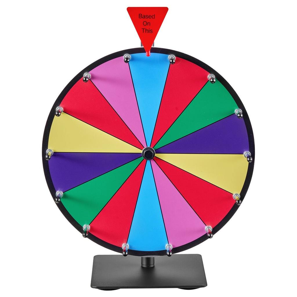 Ruota della Fortuna Rotante da 305 mm, Ruota Rotante a 14 Scomparti con Supporto, Roulette della Fortuna da Tavolo con Lavagna Cancellabile e 2 Pennarelli, 6 Colori, Facile