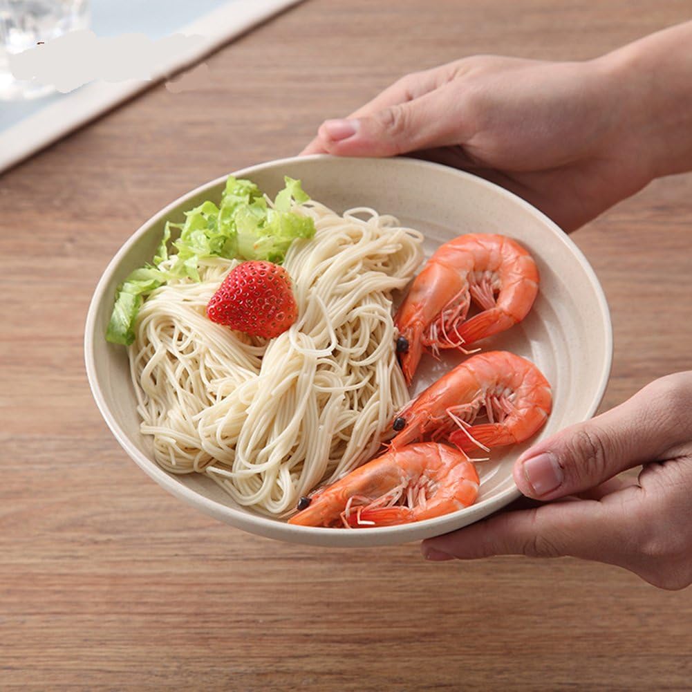 Wheat Straw Plate Fruit Plate Plastic Spitting Bone Plate Easy Cleaning Microwave Solid Color Tableware