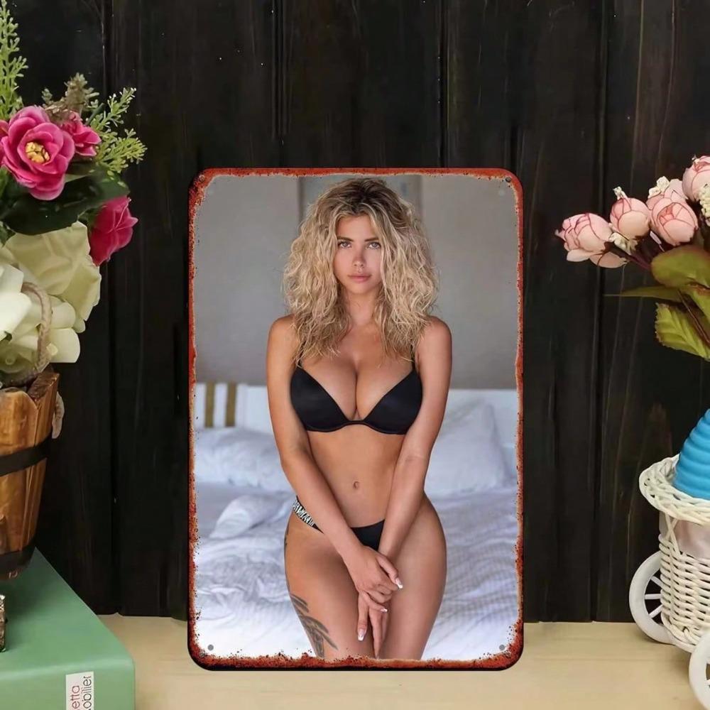 Vintage Sexy Lady Metal Tin Sign Retro Bedroom Wall Art Home Decor
