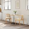 Dining Chair Set of 2 Natural Light Color Solid Rubberwood