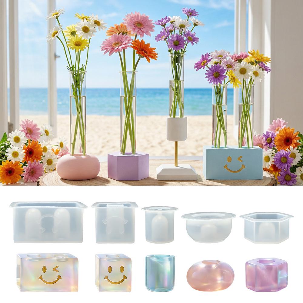 Geometric Epoxy Mold for Flower Vase - DIY Hydroponic Test Tube and Wall Decoration Silicone Mold