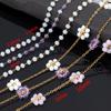 1meter Daisy Flower Beaded Chains Stainless Steel Crystal Bead Chain Necklace Bracelet Chain Crafts Jewelry Making DIY Supplies