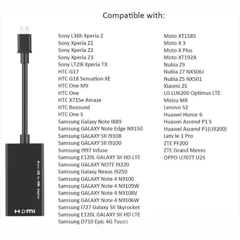 Usb Micro Mini 20 Mhl To Hdmi Cable Hd 1080p For Galaxy Smartphone S7