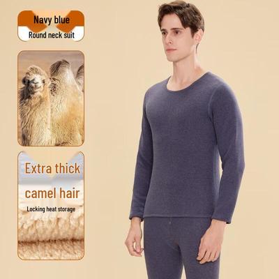 JingJingRS Men's Lamb Wool Lined Thermal Underwear Set
