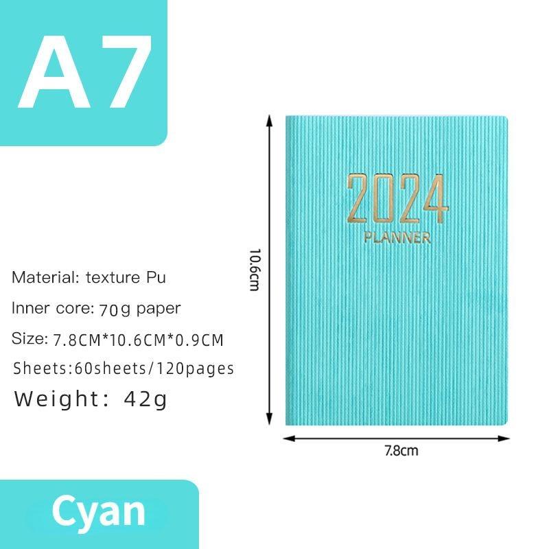 Handbuch 2024 Englisch Agenda Buch A7 Täglichen Planer Notebook Planer Tragbare Tasche Planer