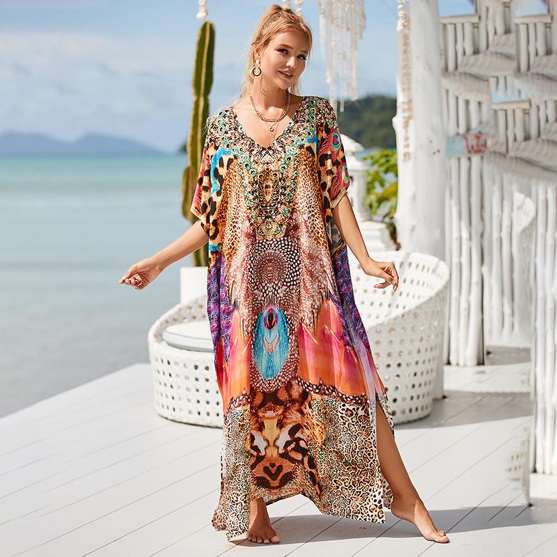 2022 European & American Plajă Rayon Acoperire Robă Lungă Costum de Baie Rochie de Damă