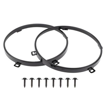REPAIROCK Compatible with Jeep Wrangler TJ 1997-2007, 7-inch Round Headlamp Bezels with Metal Rings (Left and Right) - Pair
