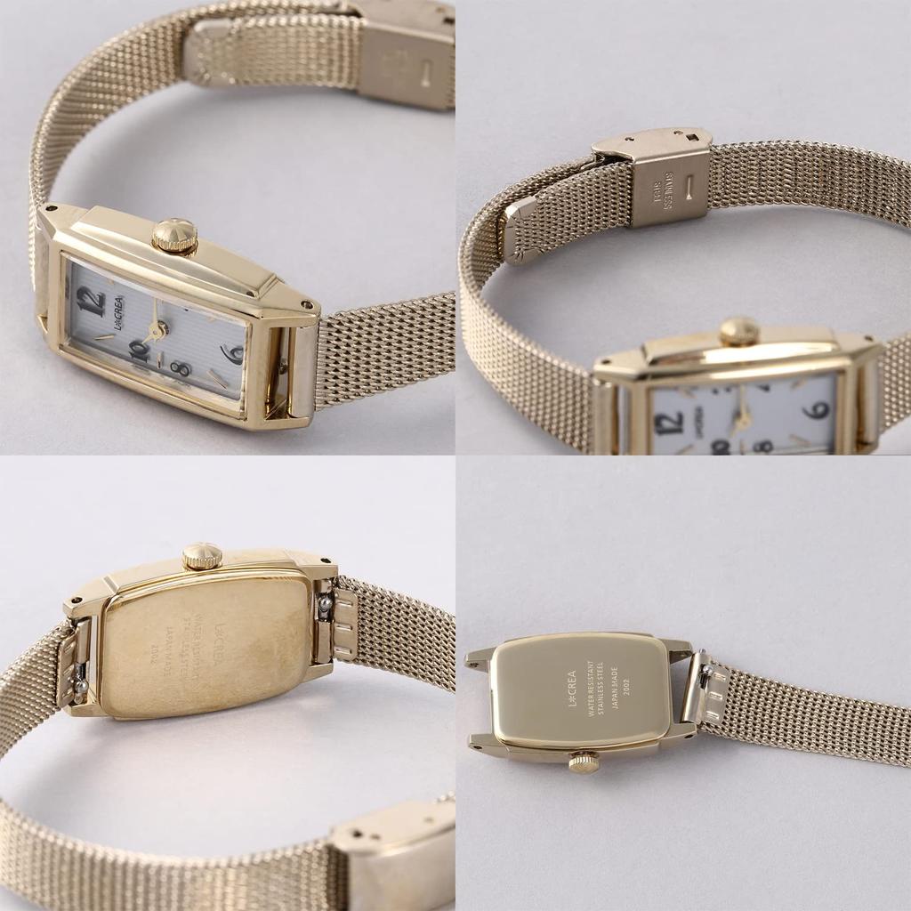 Solar Watch Ladies Made In Japan LeClair Mesh [LCREA] (RECTANGLE/Gold, Belt/LC2002-GPMGP)