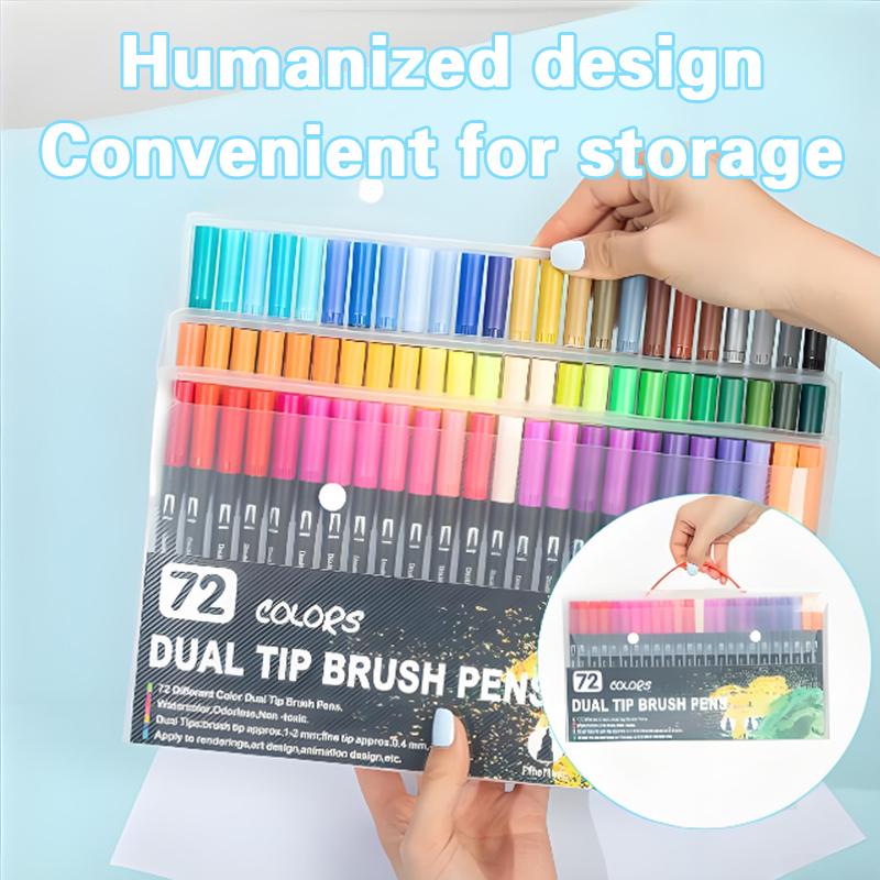 12-120 Colors Felt Tip Drawing Watercolor Art Markers Pen Dual Brush Fineliner Colouring Pen Set for Calligraphy Painting