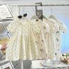Girls Summer Floral Puff Sleeve Princess Dress Baby Short Sleeve Cotton A Class Toddler Party Dress For Kids